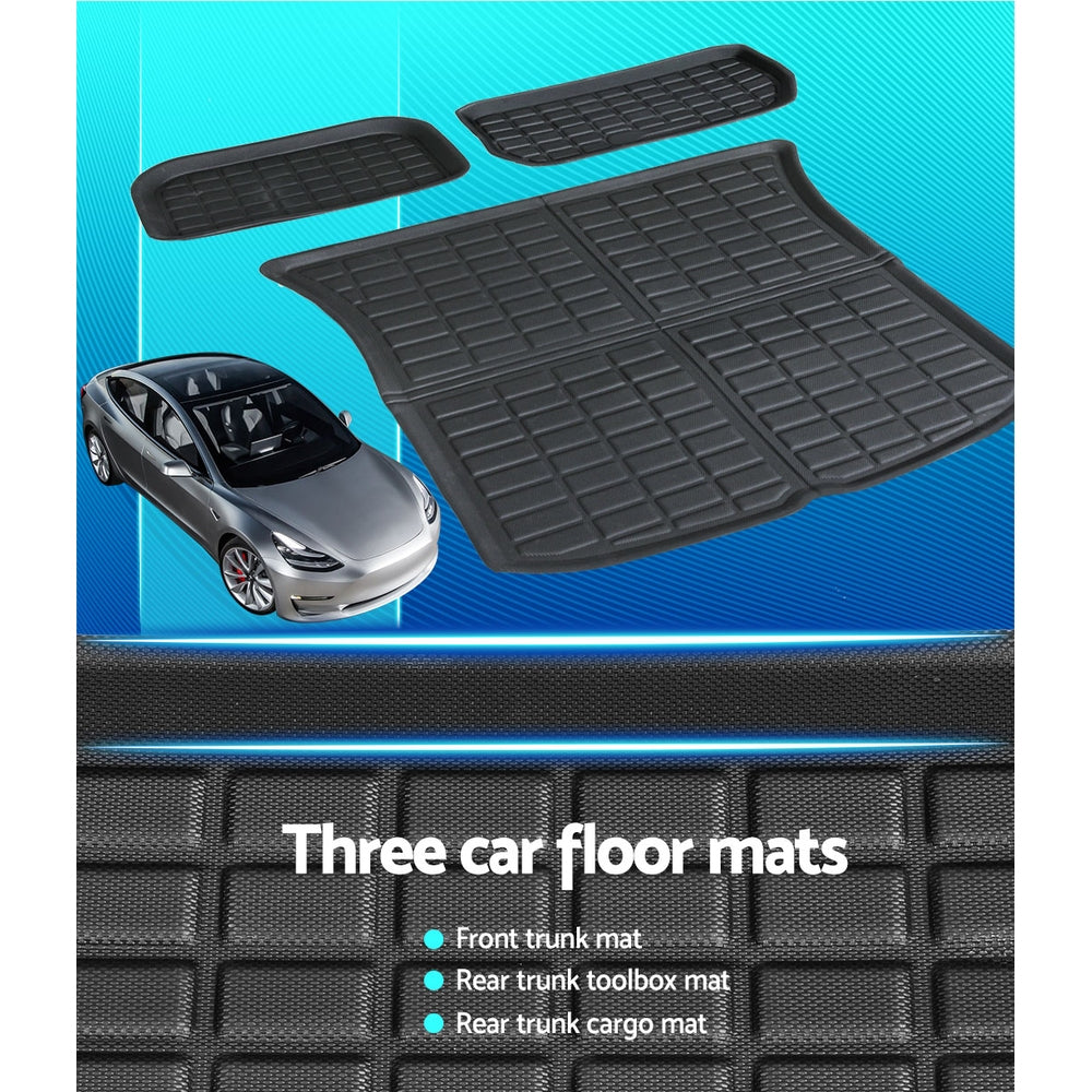 Tesla Model Y 2021-2024 Rear Well Front Cargo Trunk Toolbox Boot Liner Floor Mat RUBBER-MAT-TESLA-MODELY-RFT