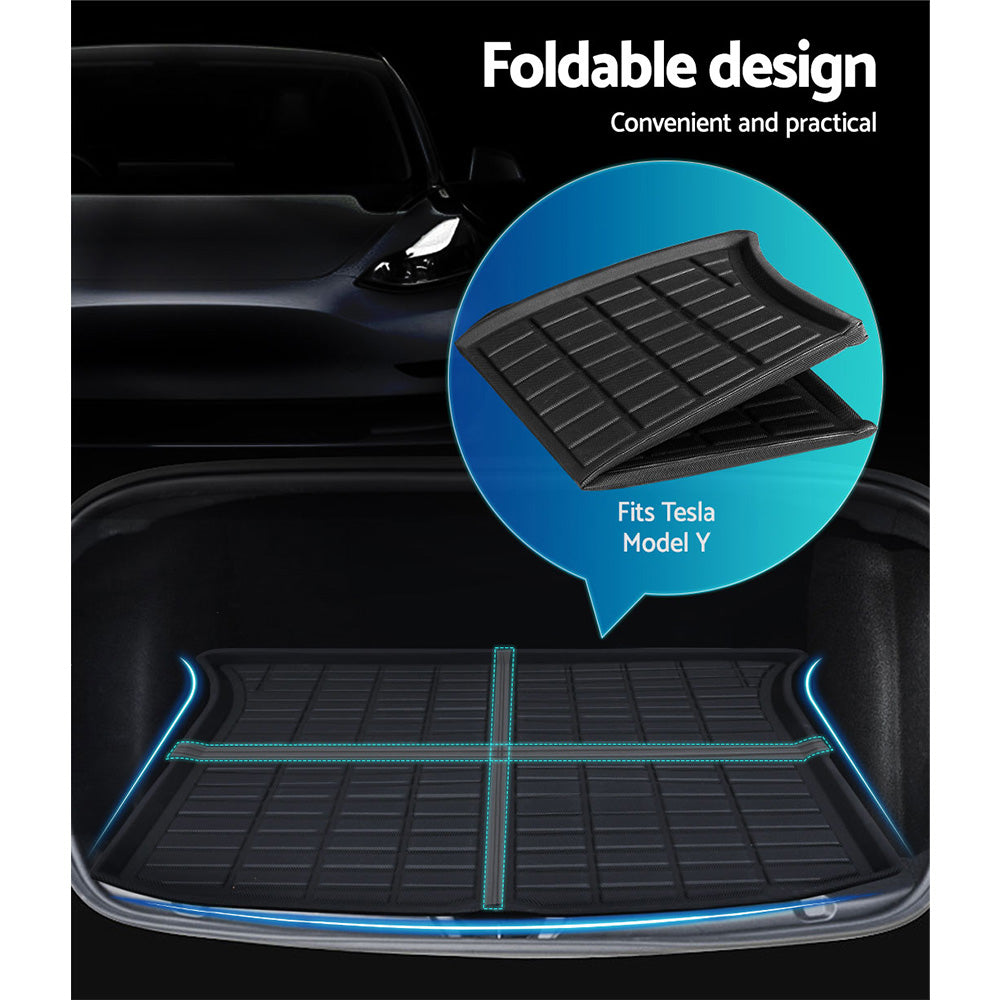 Tesla Model Y 2021-2024 Rear Well Front Cargo Trunk Toolbox Boot Liner Floor Mat RUBBER-MAT-TESLA-MODELY-RFT