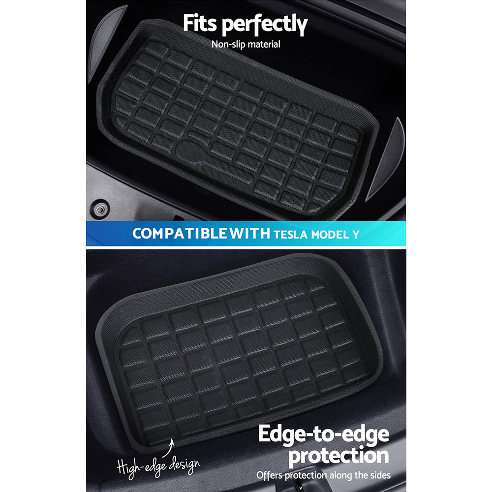 Tesla Model Y 2021-2024 Rear Well Front Cargo Trunk Toolbox Boot Liner Floor Mat RUBBER-MAT-TESLA-MODELY-RFT