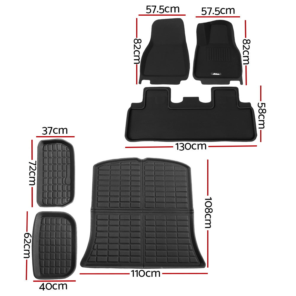 Weisshorn Car Rubber Floor Trunk Toolbox Cargo Mats for Tesla Model Y 2021-2023 RUBBER-MAT-TESLA-MODELY-RFT-SET