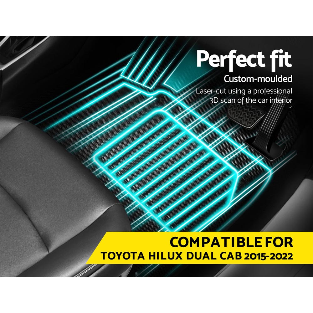 Weisshorn Car Rubber Floor Mats Compatible For Toyota Hilux Dual Cab 2015-2022 RUBBER-MAT-TOYOTA-HILUX