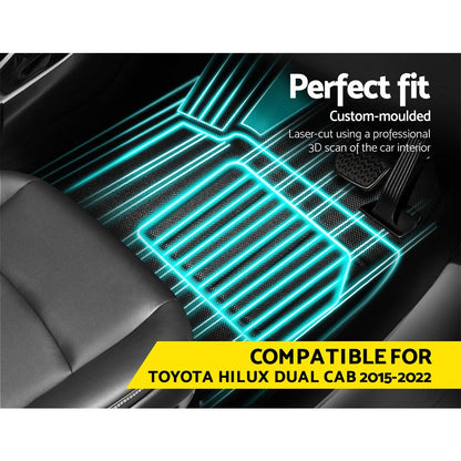 Weisshorn Car Rubber Floor Mats Compatible For Toyota Hilux Dual Cab 2015-2022 RUBBER-MAT-TOYOTA-HILUX