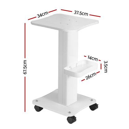 Embellir Salon Trolley Cart Spa Beauty Rolling Tray Hairdressing Storage Stand SA-TR-2T-WH