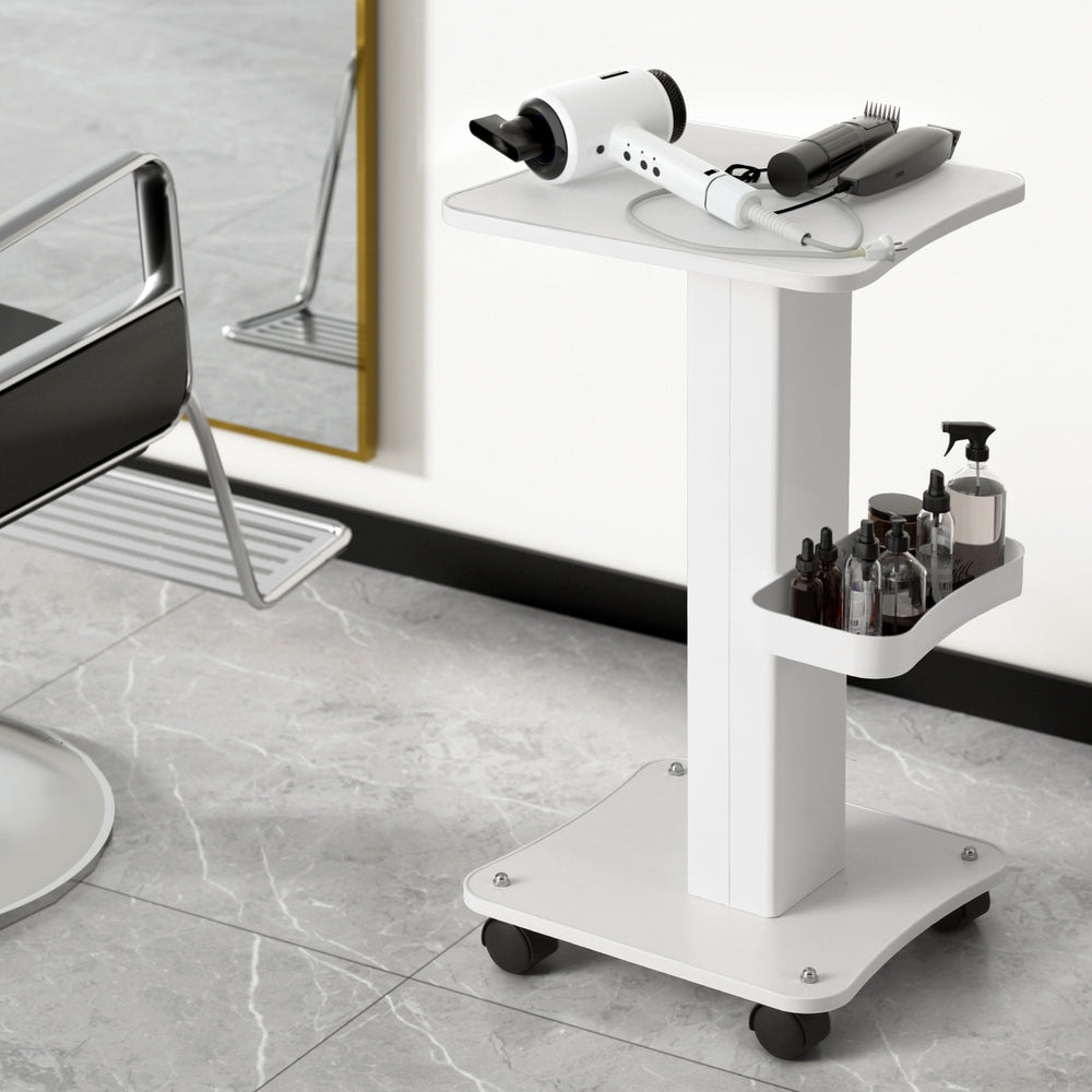 Embellir Salon Trolley Cart Spa Beauty Rolling Tray Hairdressing Storage Stand SA-TR-2T-WH