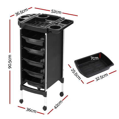 Embellir Salon Trolley Cart Spa Beauty Rolling Tray Hairdressing Storage 6 Tiers SA-TR-6T-BK