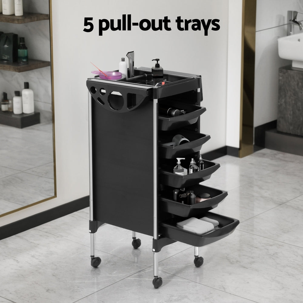 Embellir Salon Trolley Cart Spa Beauty Rolling Tray Hairdressing Storage 6 Tiers SA-TR-6T-BK