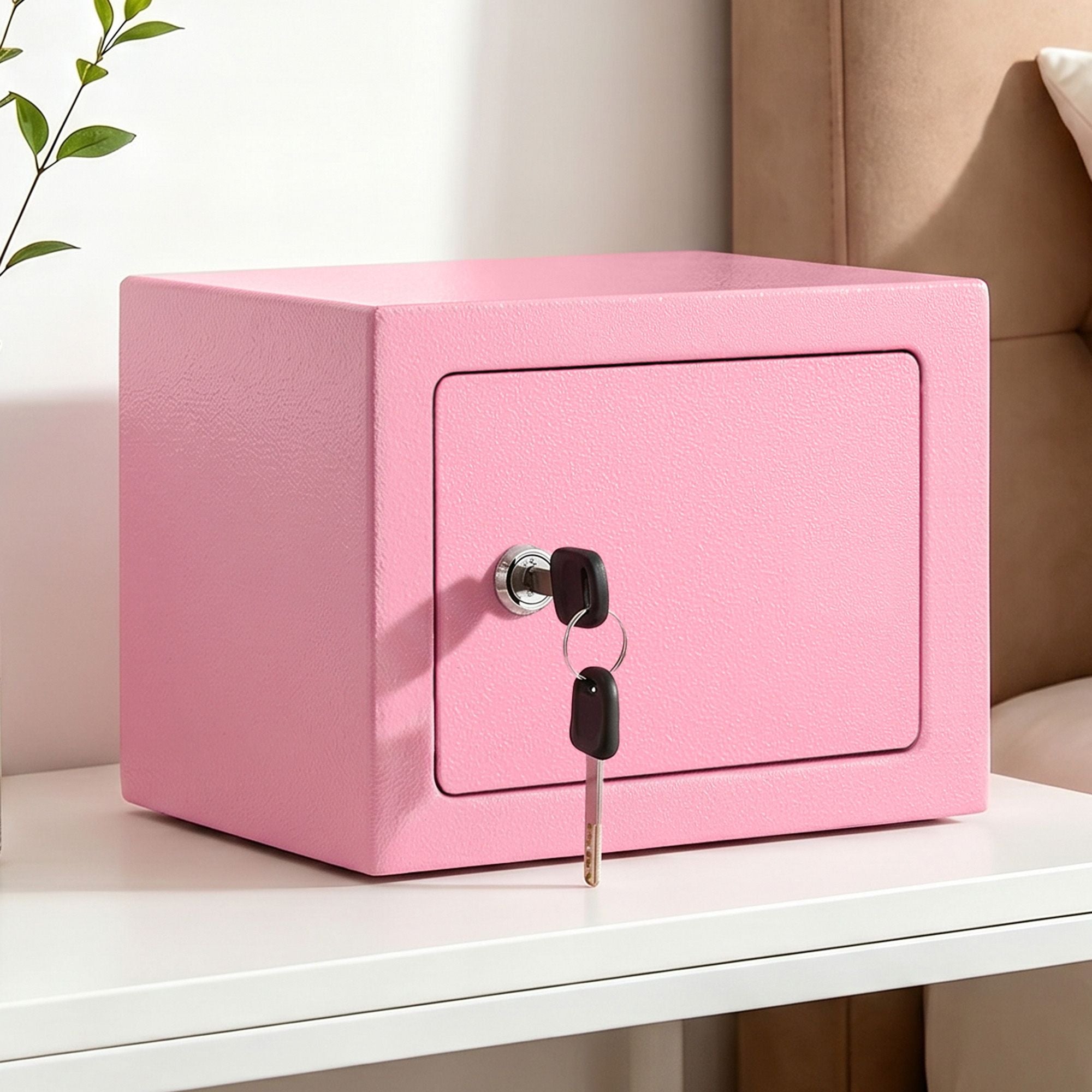 UL-Tech 6.5L Small Safe Box with Key Lock for Cash Mini Home Security Safe Pink SAF-6L-MTL-PK