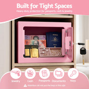 UL-Tech 6.5L Small Safe Box with Key Lock for Cash Mini Home Security Safe Pink SAF-6L-MTL-PK