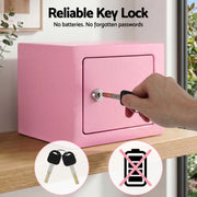 UL-Tech 6.5L Small Safe Box with Key Lock for Cash Mini Home Security Safe Pink SAF-6L-MTL-PK