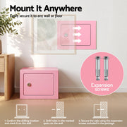 UL-Tech 6.5L Small Safe Box with Key Lock for Cash Mini Home Security Safe Pink SAF-6L-MTL-PK