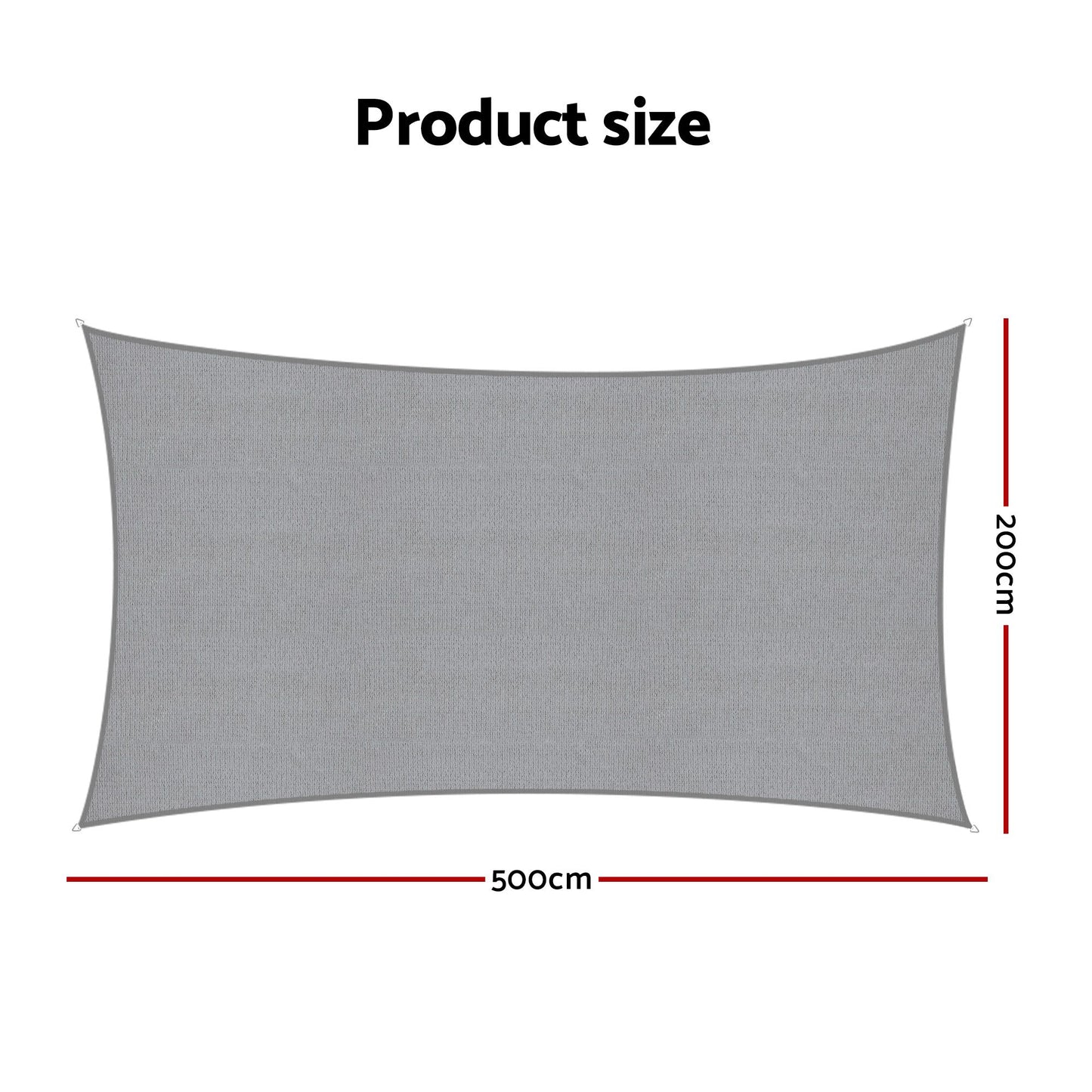 Instahut Sun Shade Sail Cloth 98% UV Block Outdoor Canopy Rectangle 2X5M Grey SAIL-DL-H-2X5-GR