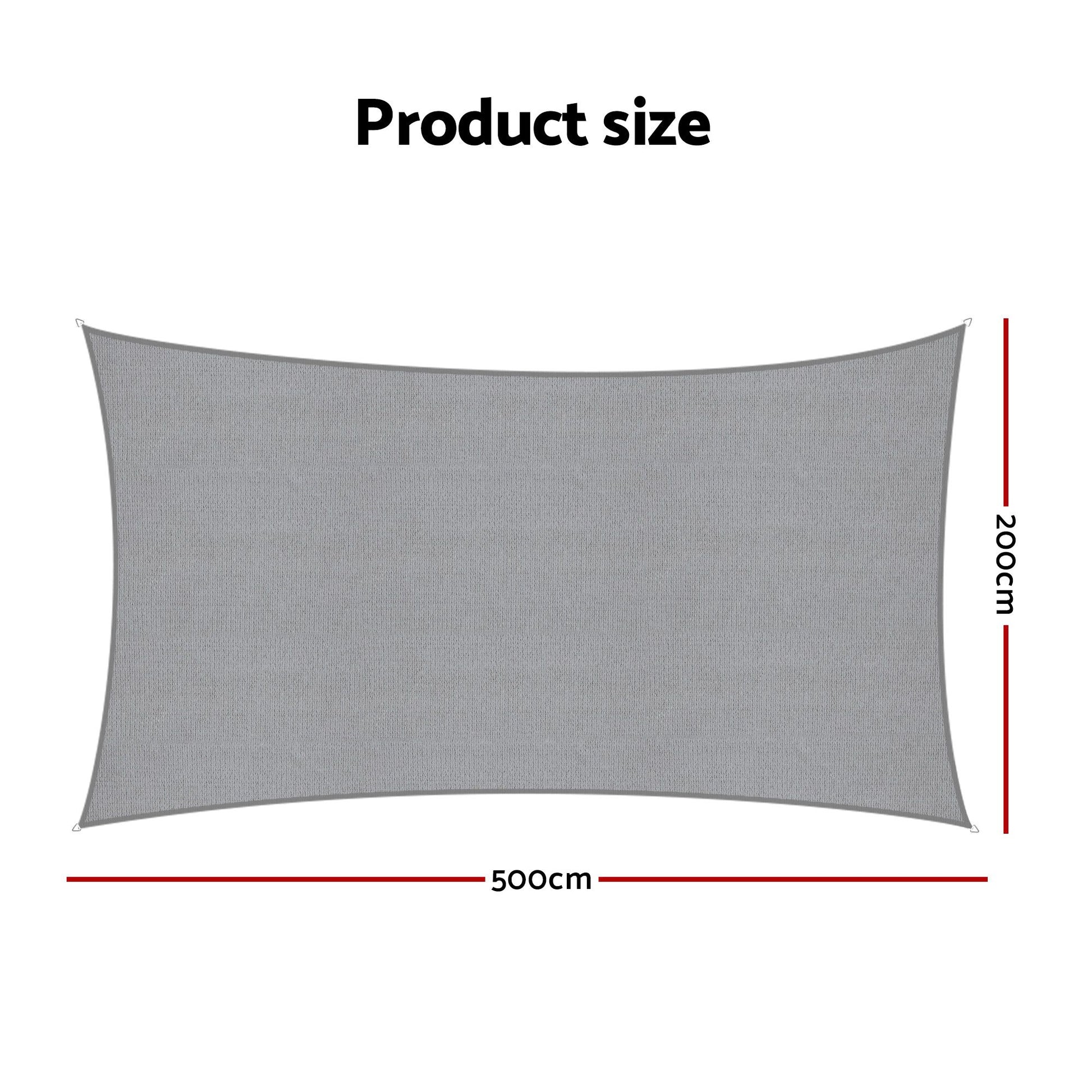 Instahut Sun Shade Sail Cloth 98% UV Block Outdoor Canopy Rectangle 2X5M Grey SAIL-DL-H-2X5-GR