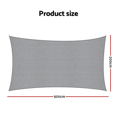 Instahut Sun Shade Sail Cloth 98% UV Block Outdoor Canopy Rectangle 2X5M Grey SAIL-DL-H-2X5-GR