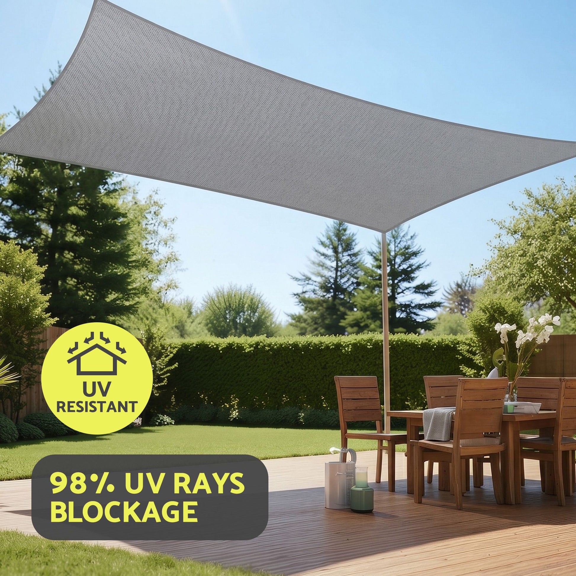 Instahut Sun Shade Sail Cloth 98% UV Block Outdoor Canopy Rectangle 2X5M Grey SAIL-DL-H-2X5-GR