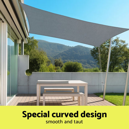 Instahut Sun Shade Sail Cloth 98% UV Block Outdoor Canopy Rectangle 2X5M Grey SAIL-DL-H-2X5-GR