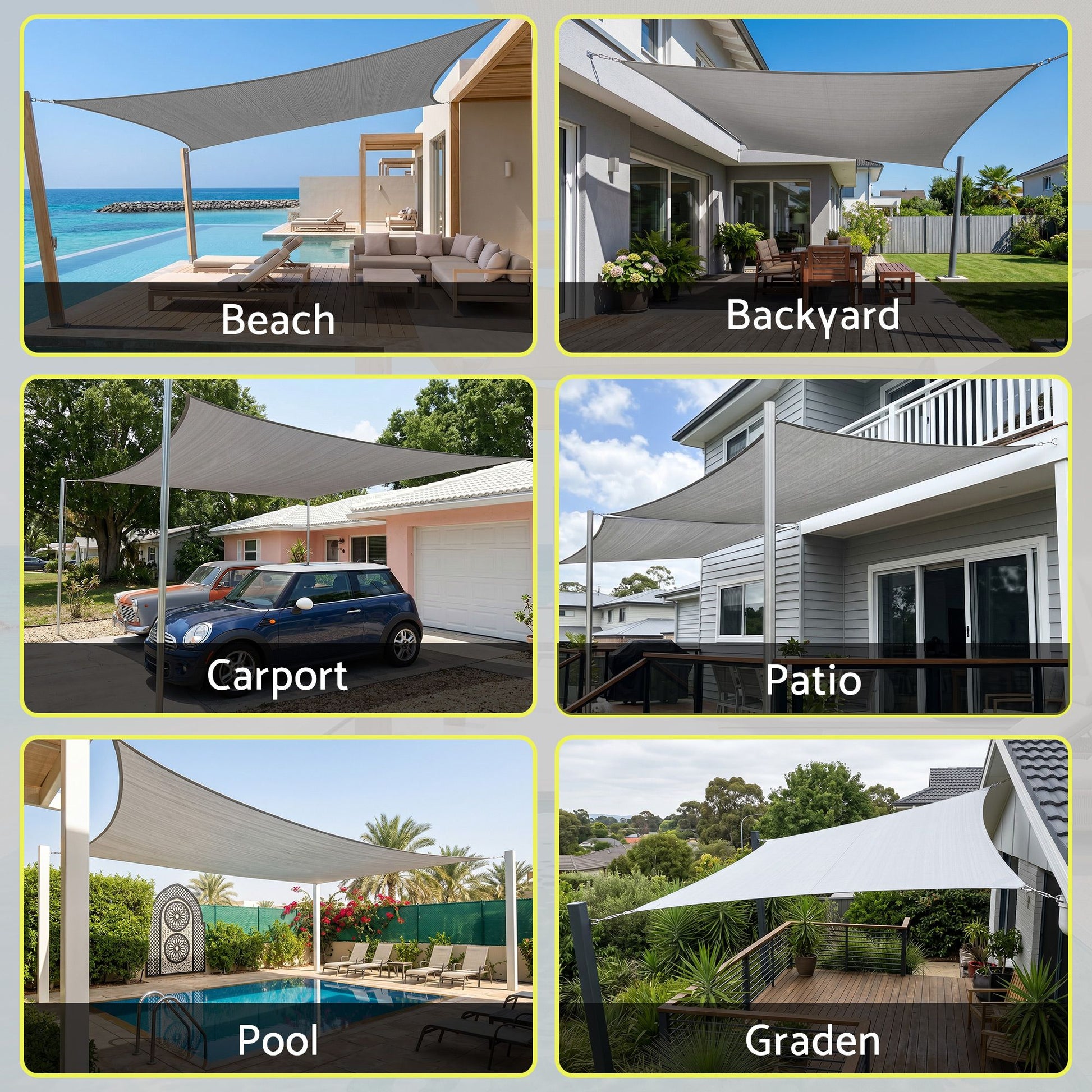 Instahut Sun Shade Sail Cloth 98% UV Block Outdoor Canopy Rectangle 2X5M Grey SAIL-DL-H-2X5-GR