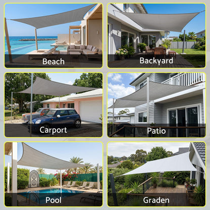 Instahut Sun Shade Sail Cloth 98% UV Block Outdoor Canopy Rectangle 2X5M Grey SAIL-DL-H-2X5-GR