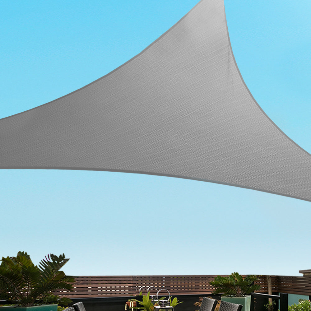 Instahut Shade Sail 3x3x4.3m Triangle 280GSM 98% Grey Shade Cloth SAIL-DL-H-3X3X43-C-GR
