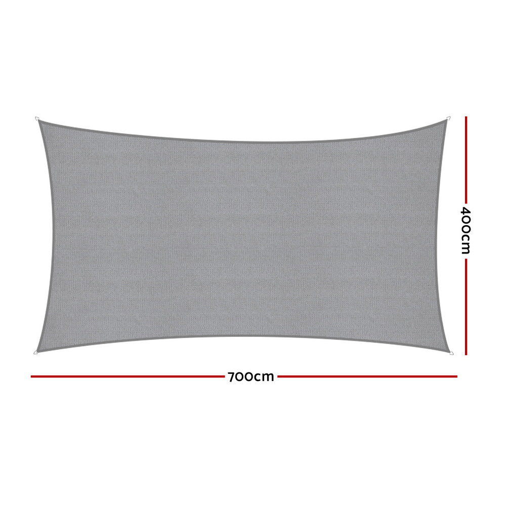 Instahut Sun Shade Sail Shadecloth Canopy Rectangle 280gsm 4x7m SAIL-DL-H-4X7-C-GR