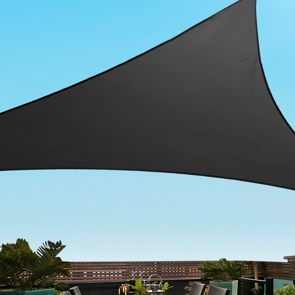 Instahut Shade Sail 5x5x5m Triangle 280GSM 98% Black Shade Cloth SAIL-DL-H-5X5X5-C-BK