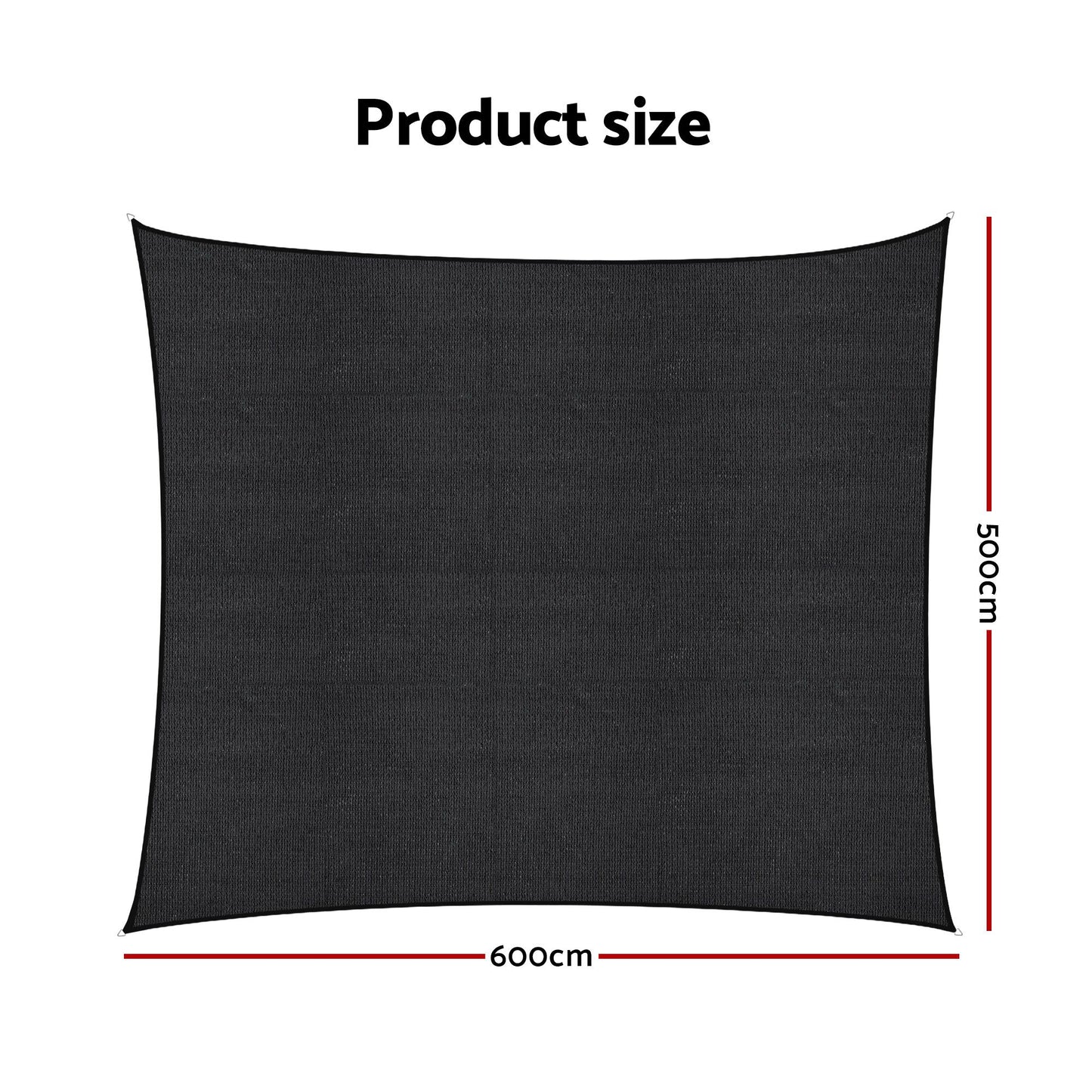 Instahut Sun Shade Sail Cloth 98% UV Block Outdoor Canopy Rectangle 5X6M Black SAIL-DL-H-5X6-BK