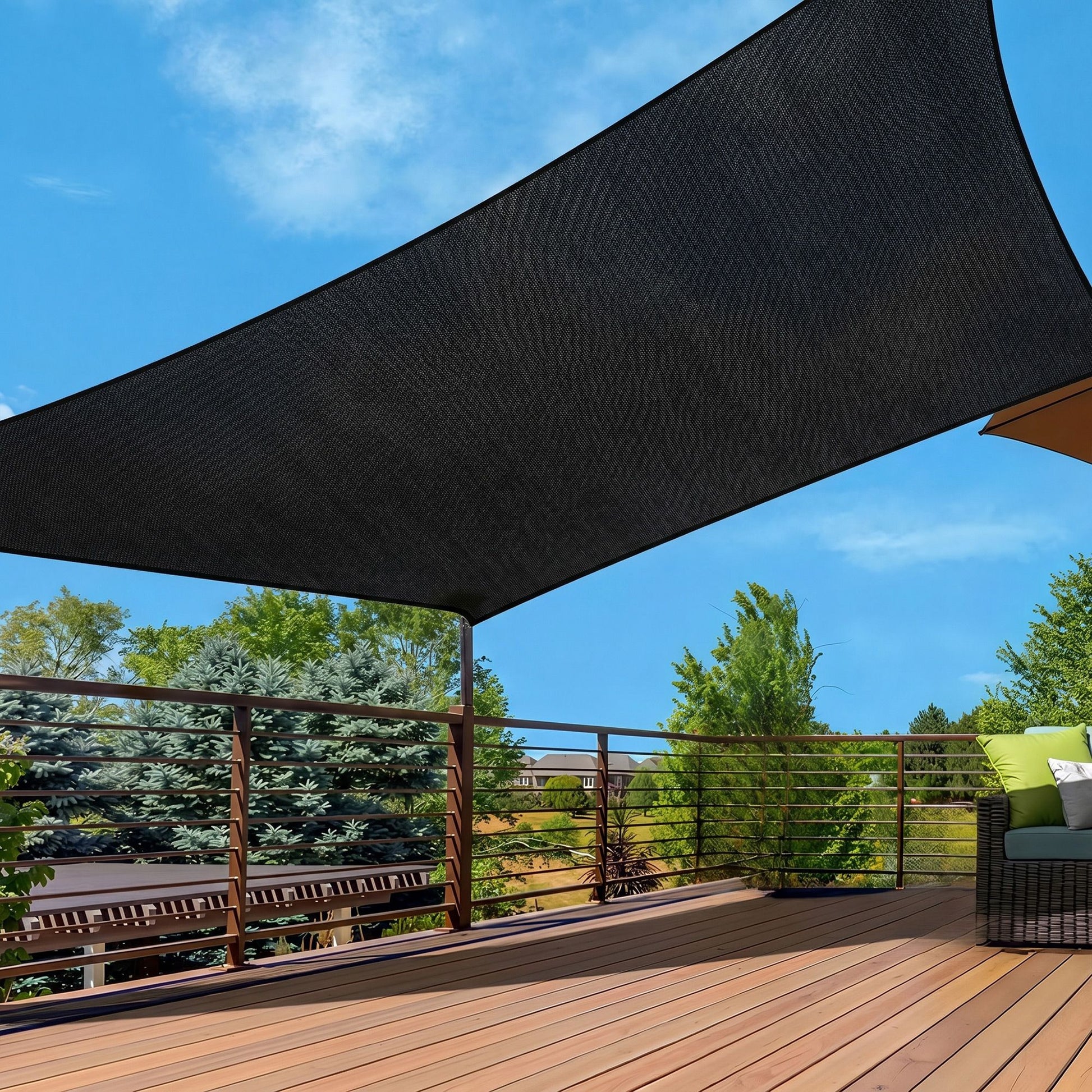 Instahut Sun Shade Sail Cloth 98% UV Block Outdoor Canopy Rectangle 5X6M Black SAIL-DL-H-5X6-BK