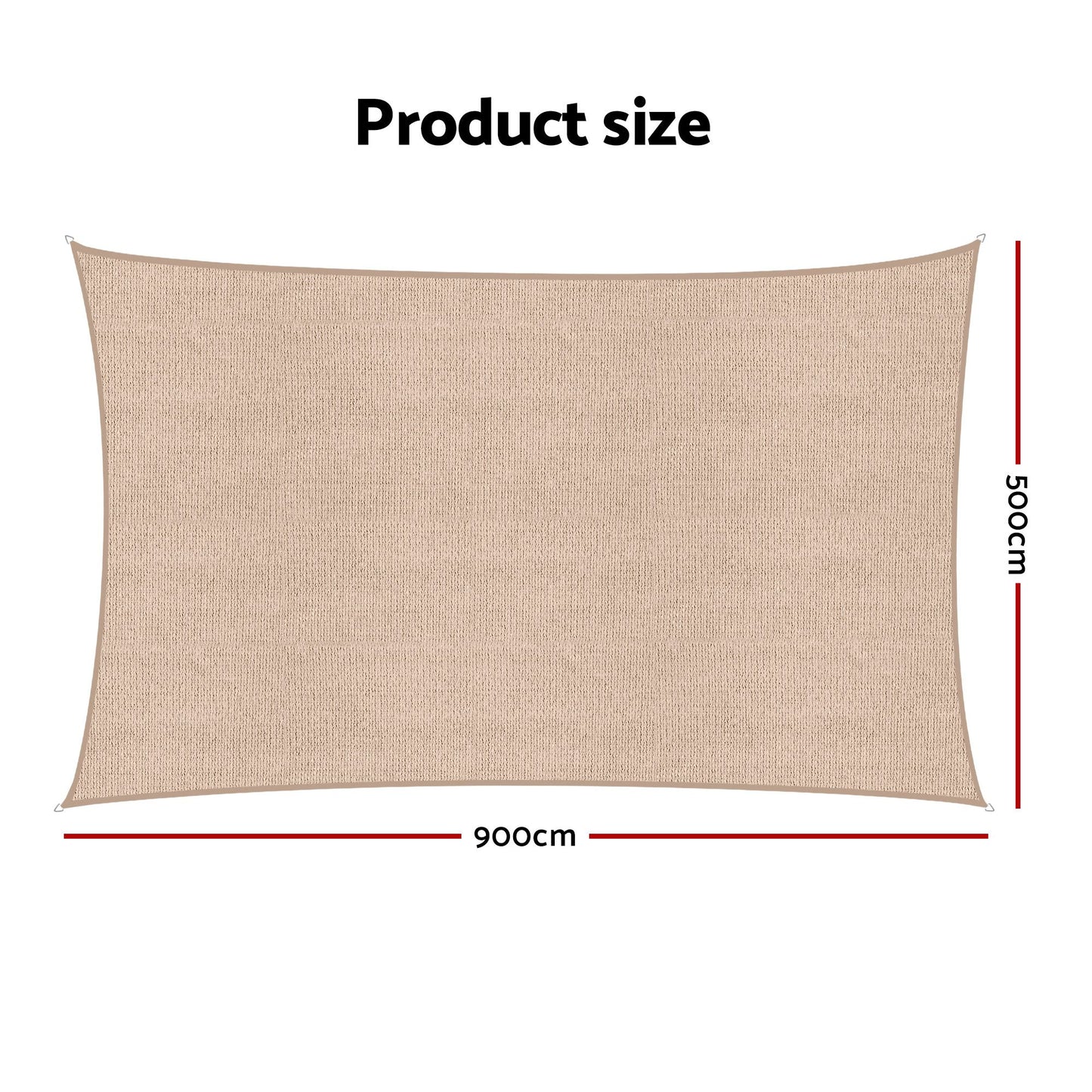 Instahut Sun Shade Sail Cloth 98% UV Block Outdoor Canopy Rectangle 5X9M Beige SAIL-DL-H-5X9-BE