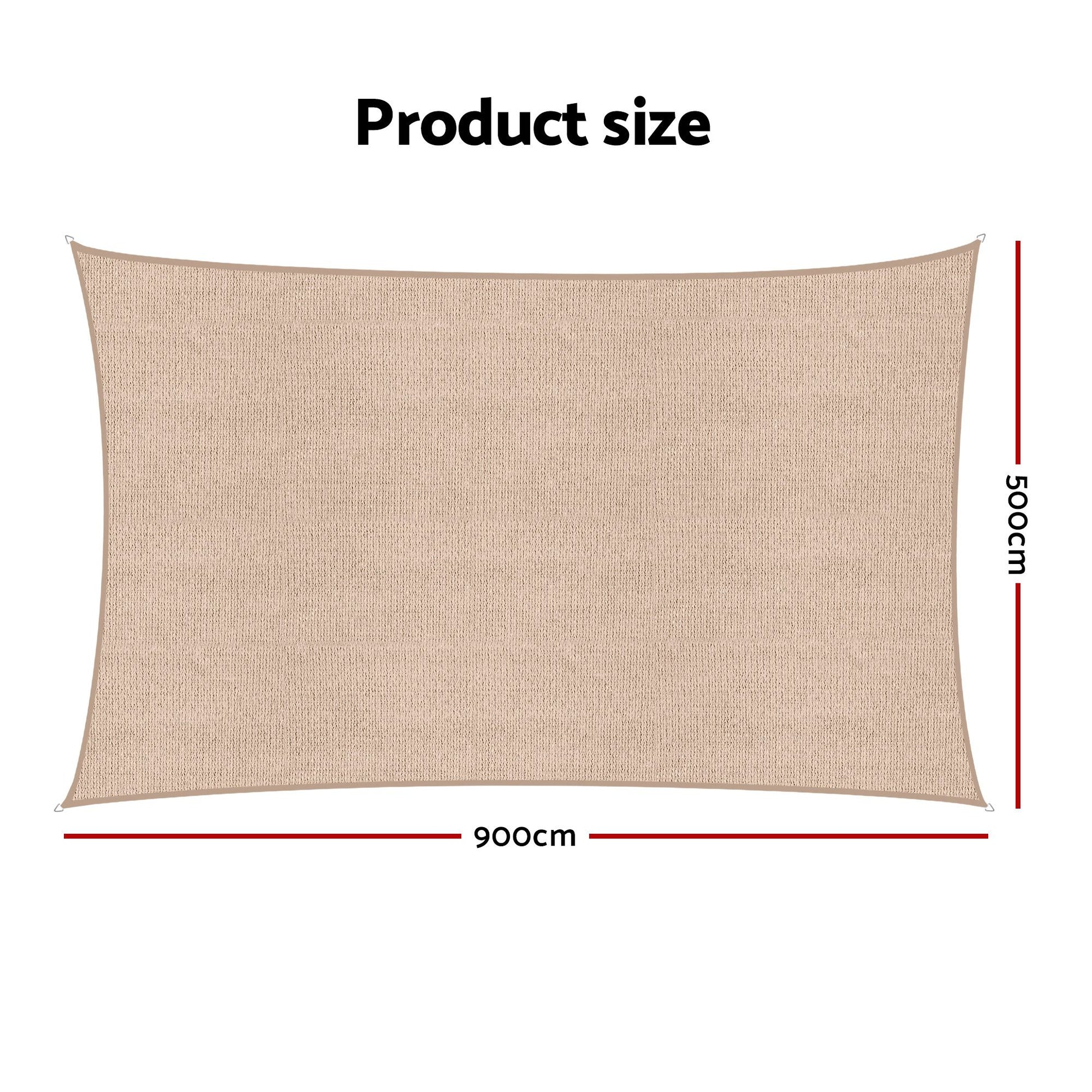 Instahut Sun Shade Sail Cloth 98% UV Block Outdoor Canopy Rectangle 5X9M Beige SAIL-DL-H-5X9-BE