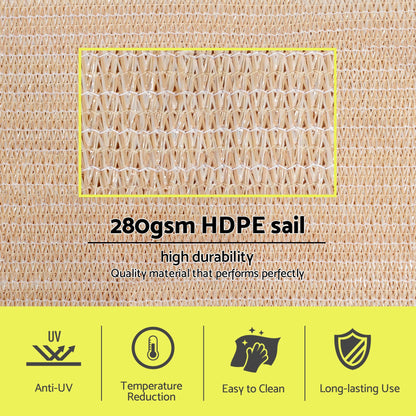 Instahut Sun Shade Sail Cloth 98% UV Block Outdoor Canopy Rectangle 5X9M Beige SAIL-DL-H-5X9-BE