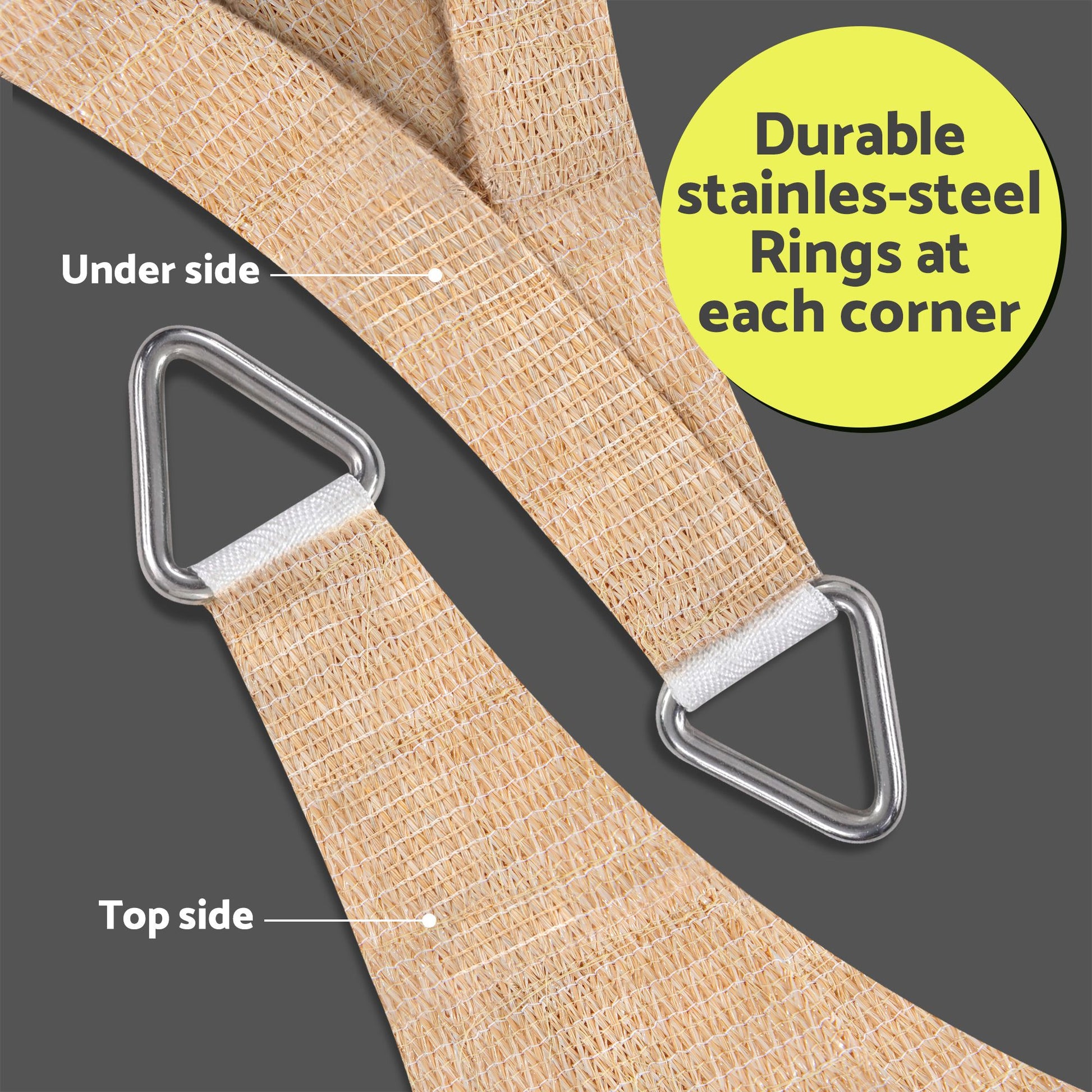 Instahut Sun Shade Sail Cloth 98% UV Block Outdoor Canopy Rectangle 5X9M Beige SAIL-DL-H-5X9-BE