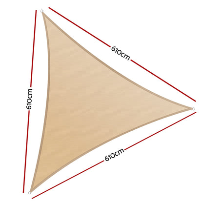Instahut Shade Sail Cloth Shadecloth Triangle Sun Canopy 6.1x6.1x6.1M SAIL-DL-L-61X61X61-C-SA