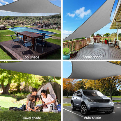 Instahut Shade Sail 3x5m Rectangle 280GSM 98% Grey Shade Cloth SAIL-H-3X5-C-GR