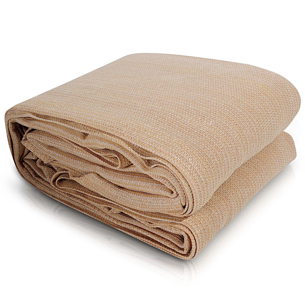 Instahut Shade Sail 2x4m Rectangle 185GSM 95% Sand Shade Cloth SAIL-L-2X4-C-SA
