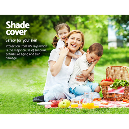 Instahut Shade Sail 2x4m Rectangle 185GSM 95% Sand Shade Cloth SAIL-L-2X4-C-SA