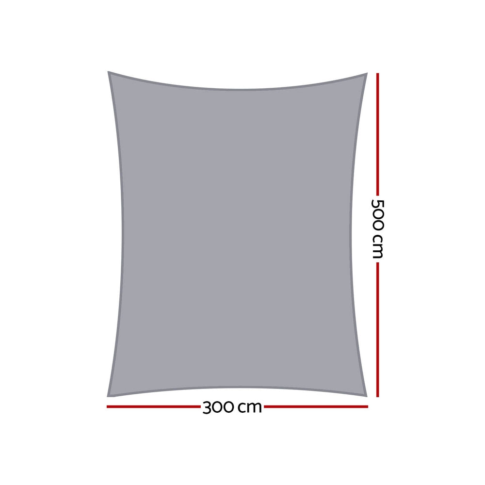 Instahut Waterproof Shade Sail Shade cloth 220GSM Canopy 3x5m SAIL-TH-WP-3X5-220-GR
