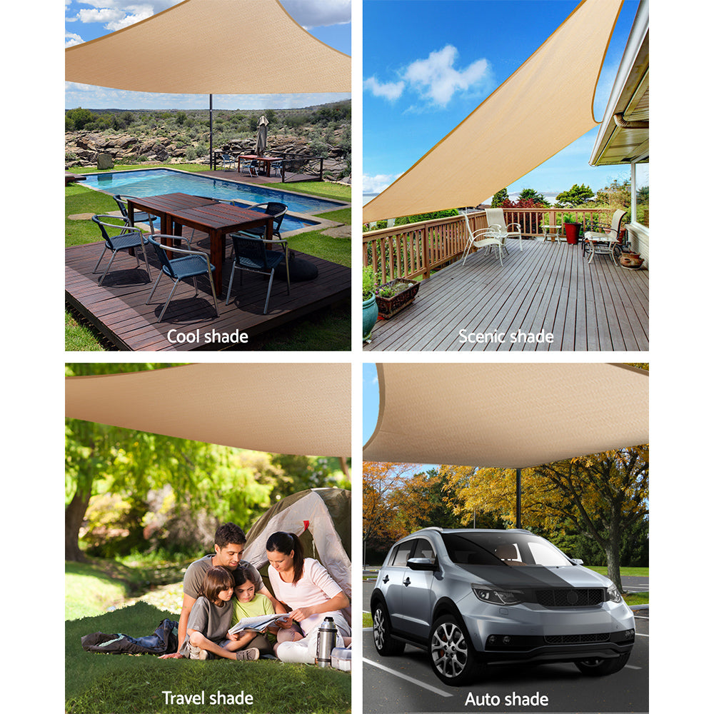 Instahut Waterproof Shade Sail 2x4m Rectangle Sand 95% Shade Cloth SAIL-WP-2X4-Q-SAND
