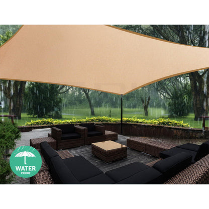Instahut Waterproof Shade Sail 2x4m Rectangle Sand 95% Shade Cloth SAIL-WP-2X4-Q-SAND