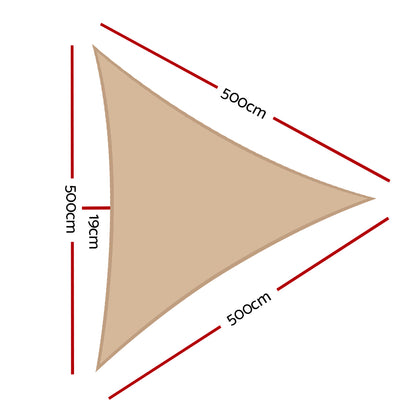 Instahut Waterproof Shade Sail 5x5x5m Rectangle Sand 95% Shade Cloth SAIL-WP-5X5X5-N-SAND