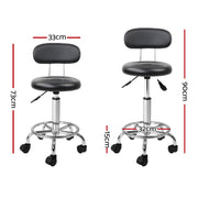 Artiss Salon Stool Swivel Chair Backrest Black SALON-B-4128-BK