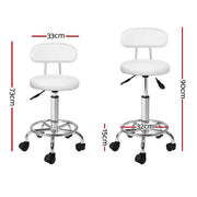 Artiss 2x Salon Stool Swivel Chair Backrest White SALON-B-4128-WHX2