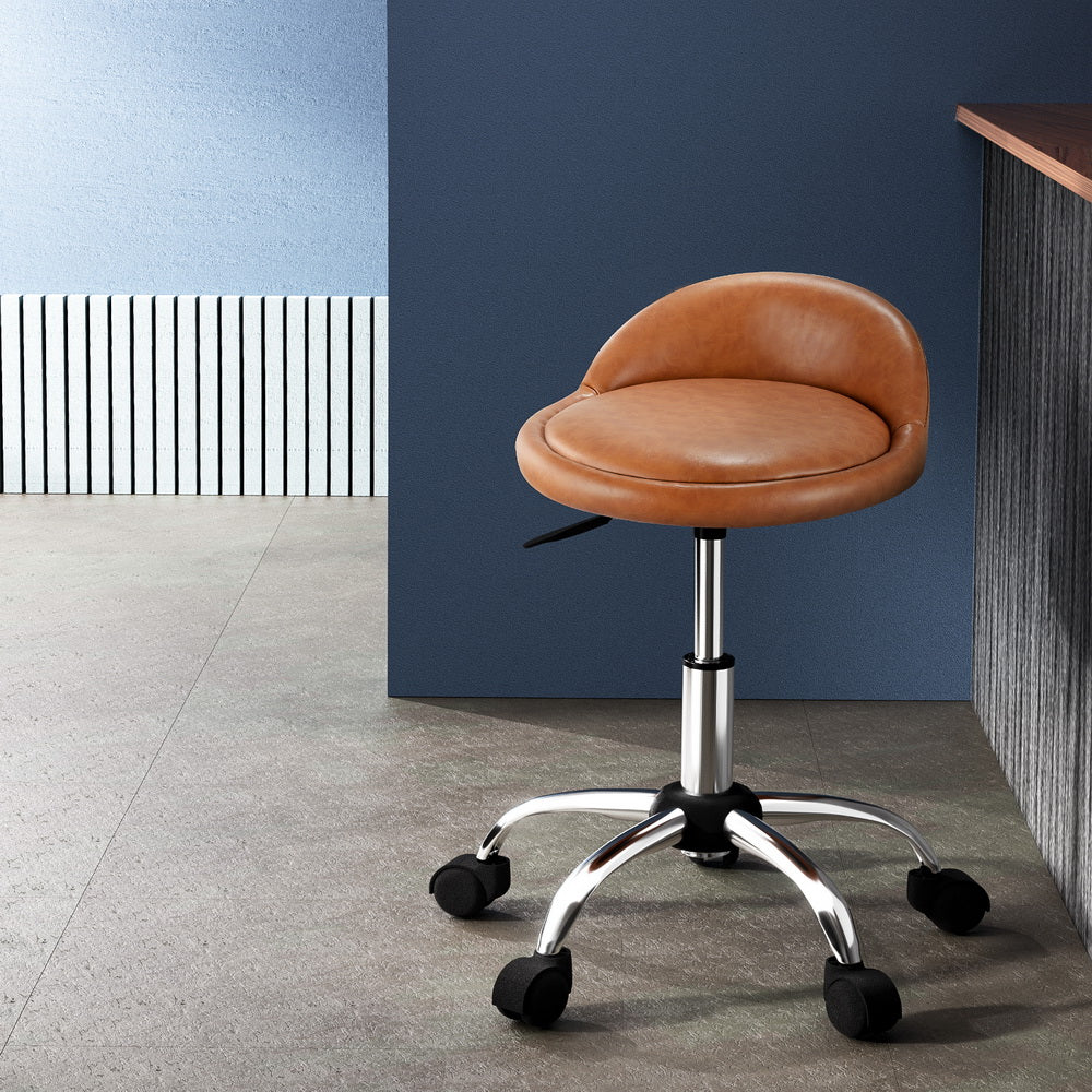 Artiss Salon Stool Swivel Chair Backrest Chairs SALON-B-BACK-BR