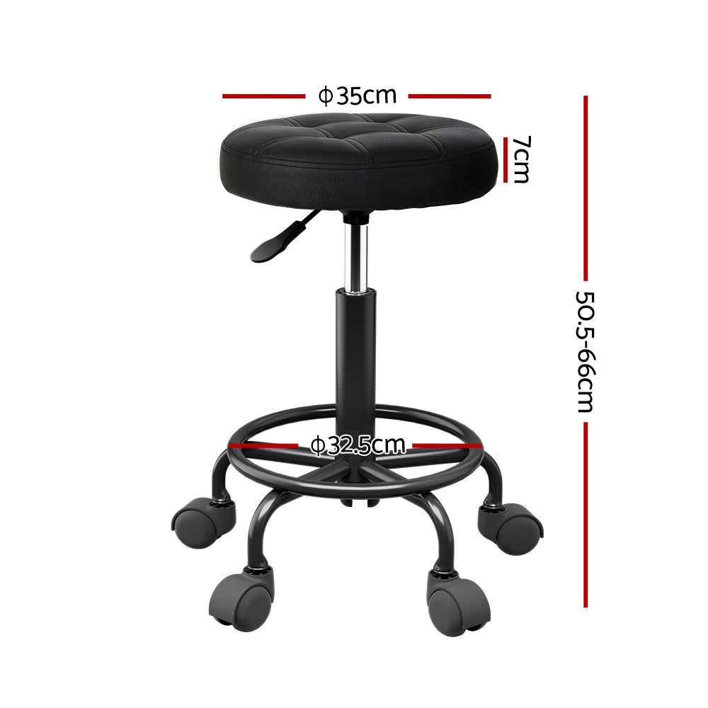 Artiss Salon Stool Round Swivel Chairs Black SALON-B-D-RD-BK