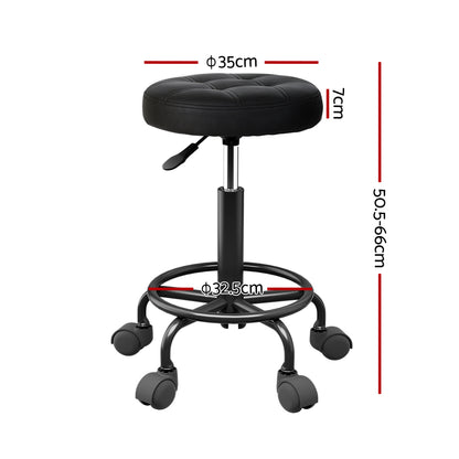 Artiss Salon Stool Round Swivel Chairs Black SALON-B-D-RD-BK