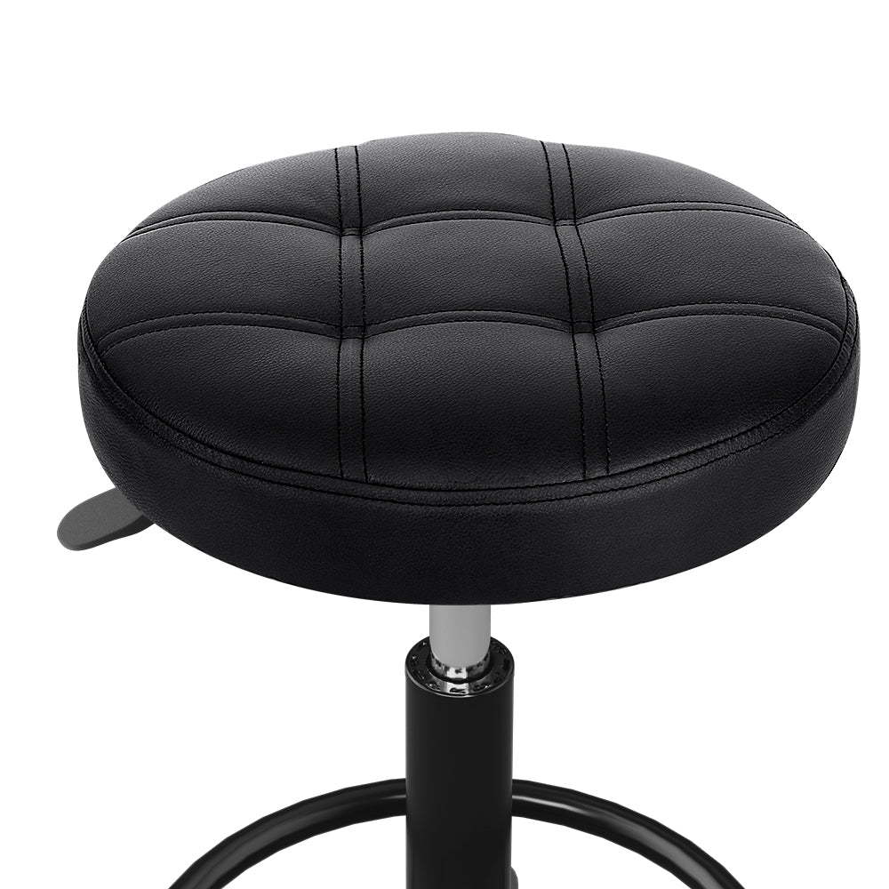 Artiss Salon Stool Round Swivel Chairs Black SALON-B-D-RD-BK