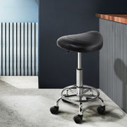 Artiss 2x Salon Stool Saddle Swivel Chair Black SALON-B-ERG-BKX2