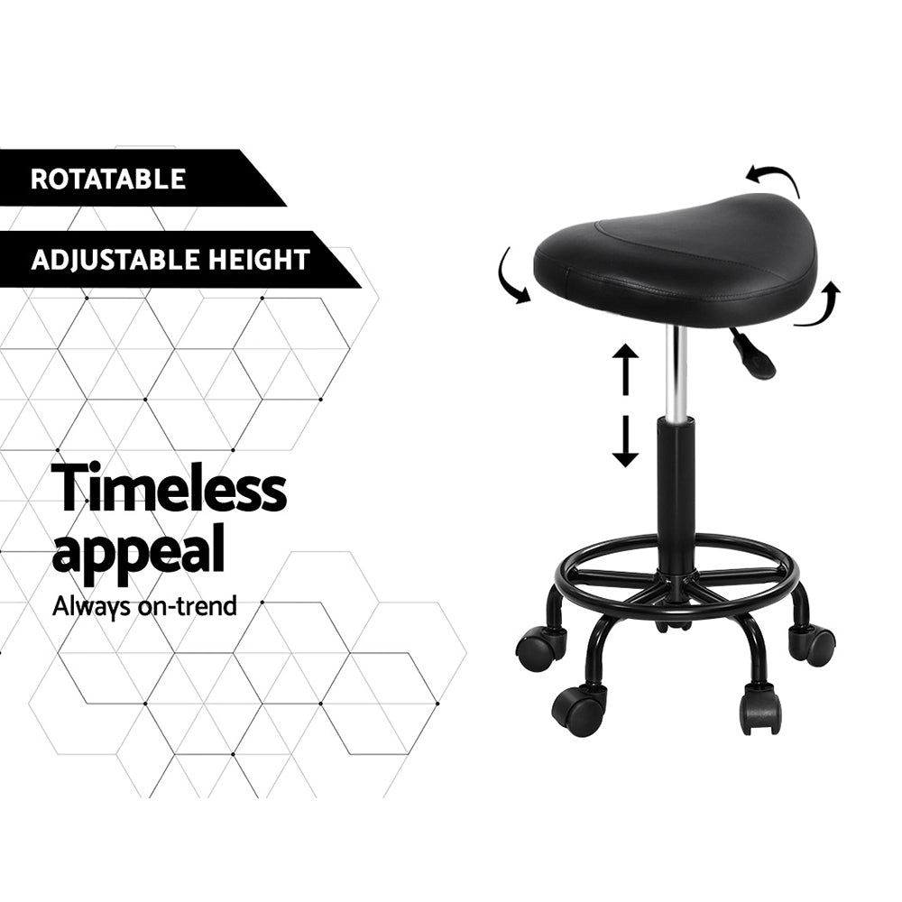 Artiss Salon Stool Saddle Swivel Chair SALON-B-ERG-NEW-BK