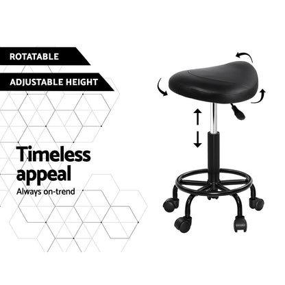 Artiss Salon Stool Saddle Swivel Chair SALON-B-ERG-NEW-BK