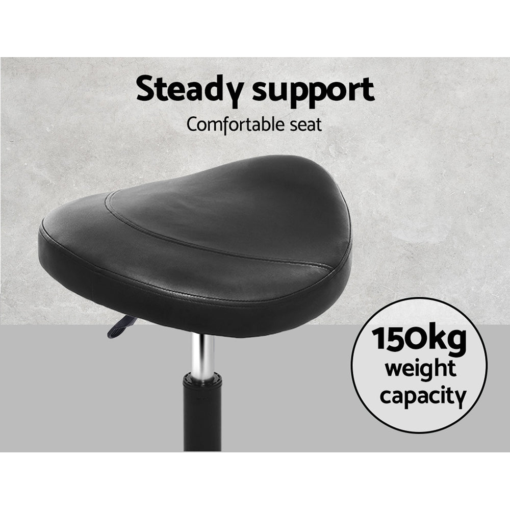 Artiss 2x Salon Stool Saddle Swivel Chair SALON-B-ERG-NEW-BKX2