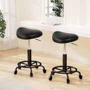 Artiss 2x Salon Stool Saddle Swivel Chair SALON-B-ERG-NEW-BKX2