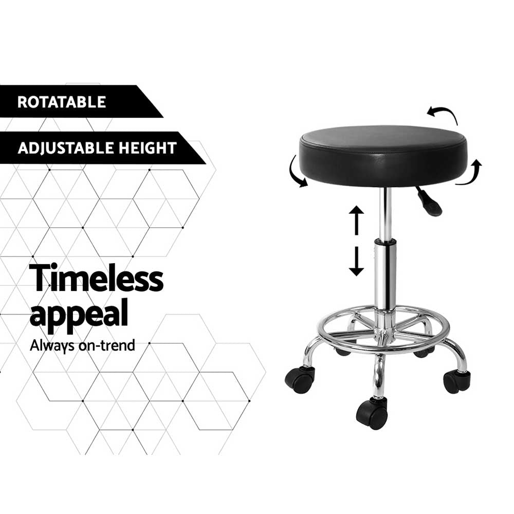 Artiss Salon Stool Round Swivel Chair Black SALON-B-RD-BK